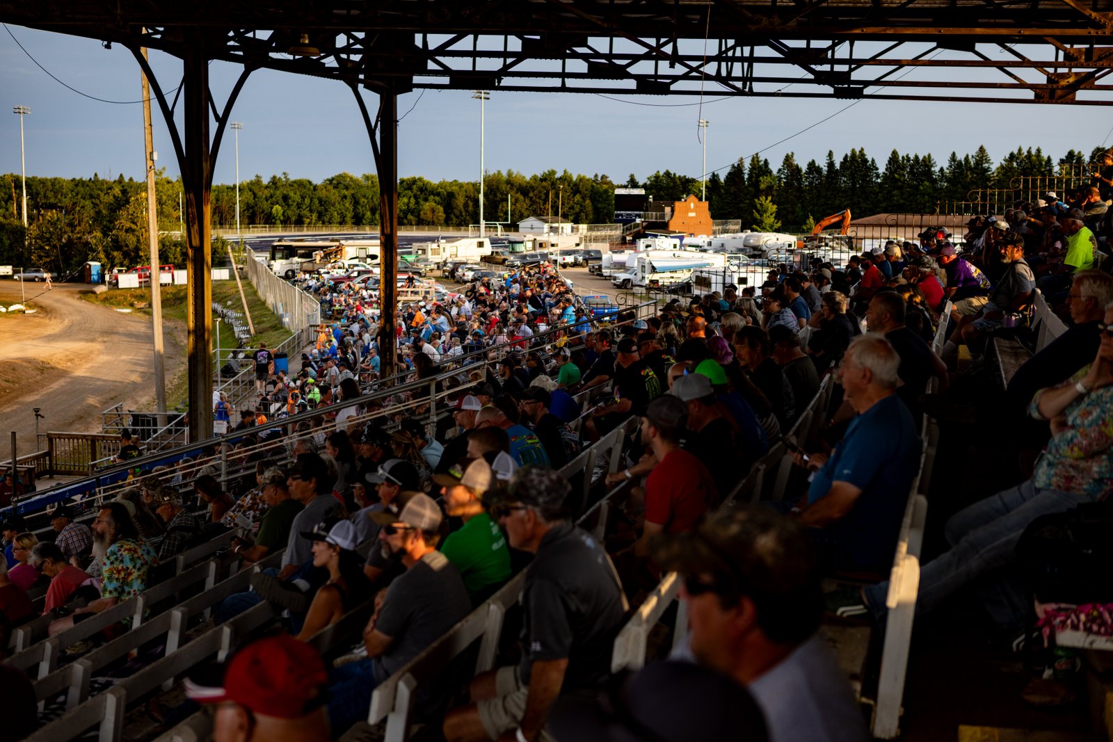 Packed grandstands at Hibbing Speedway